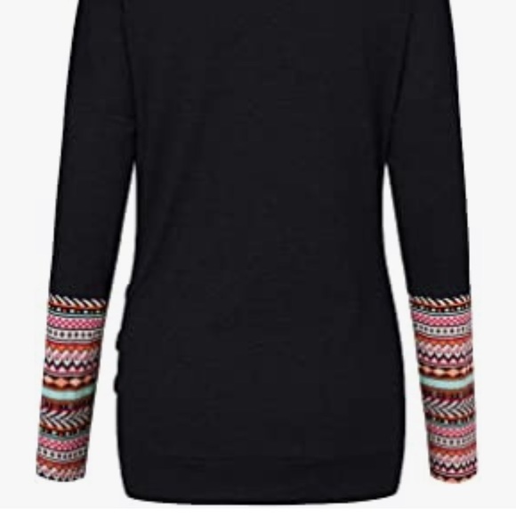 Casual Loose Crewneck Long Sleeve Tunic Patchwork - Picture 4 of 9